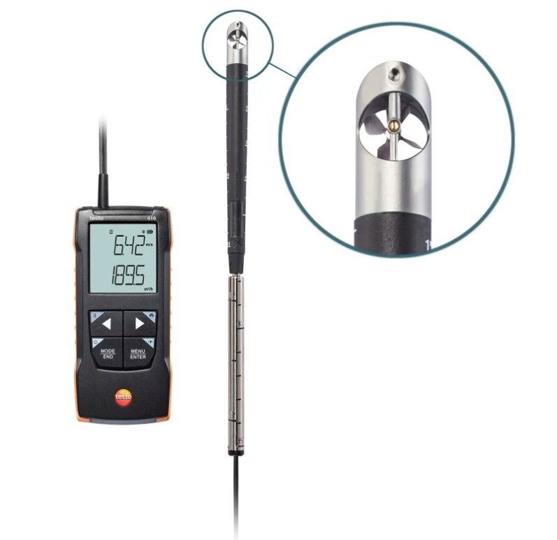 testo 416 App bağlantılı 16mm pervane anemometre