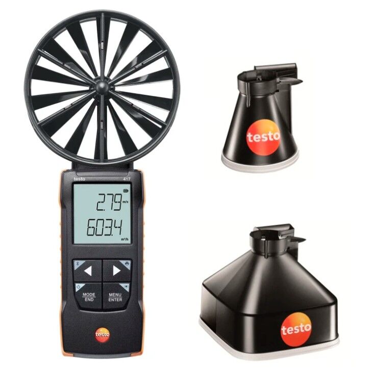 testo 417 Set 1 | Pervane anemometre ve ölçüm hunileri
