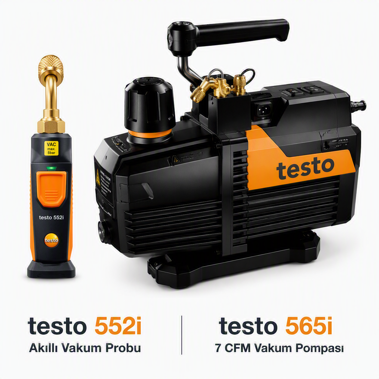 testo 565i 7 CFM akıllı vakum pompası seti | testo 552i ile