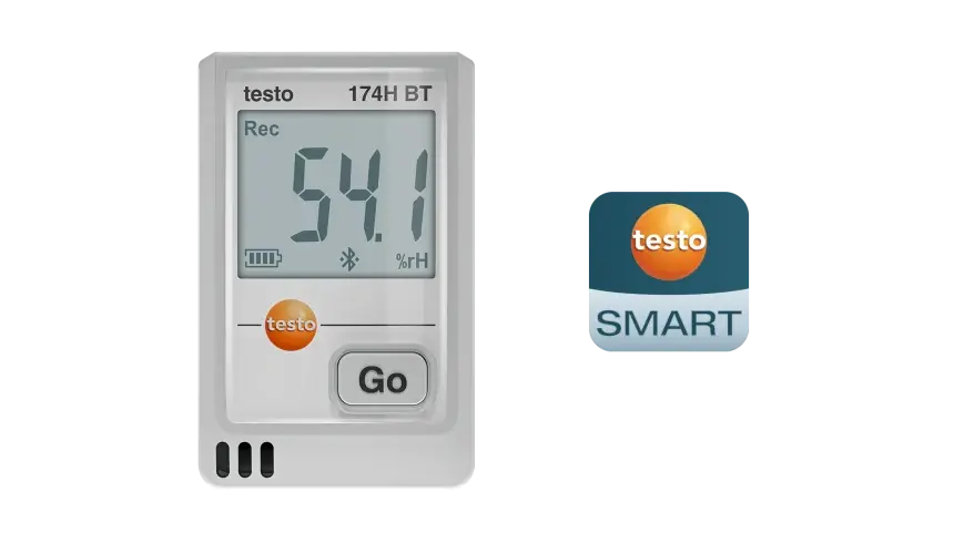 testo 174H BT Bluetooth ve mobil aplikasyon özellikli mini sıcaklık ve bağıl nem kaydedici
