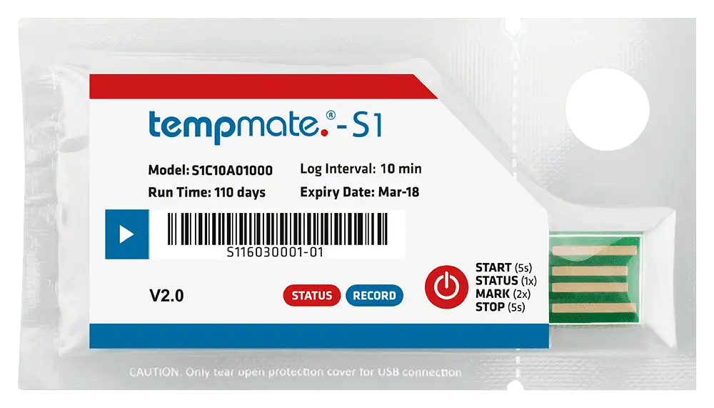 tempmate S1 V2 Tek Kullanımlık USB Sıcaklık Kaydedici